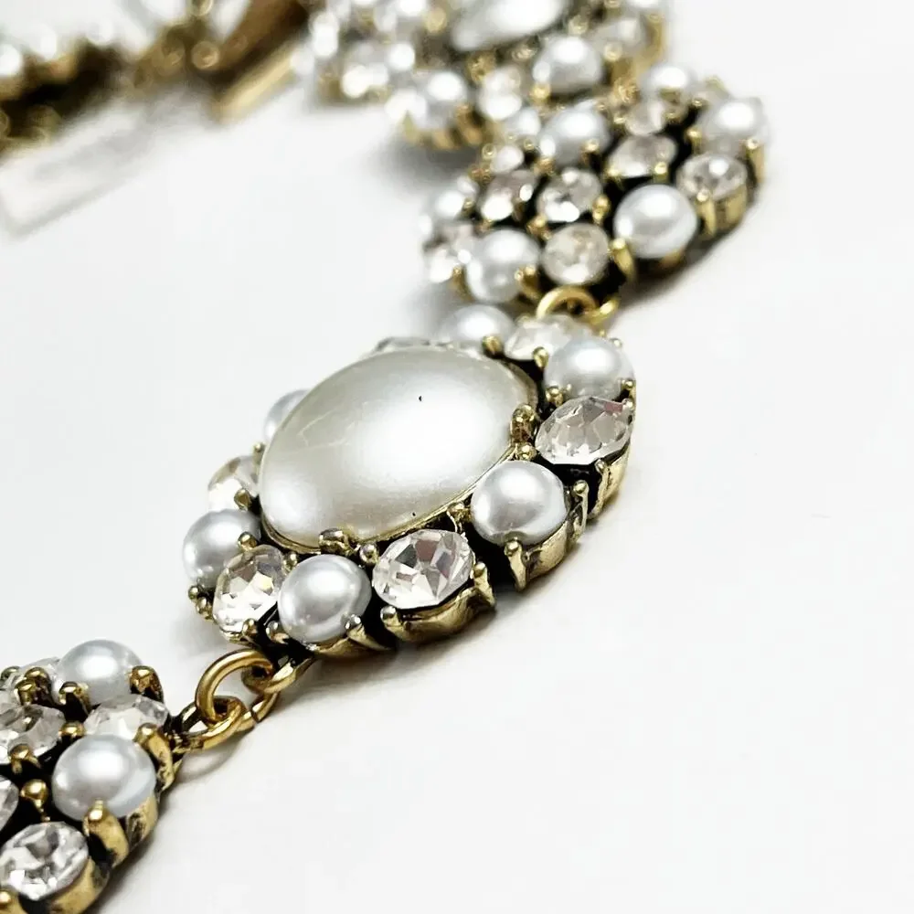 NEW White House Black Market Faux Pearl & Rhinestone Statement Necklace